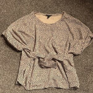 Express Black and Tan Polka Dot Short Sleeve Top